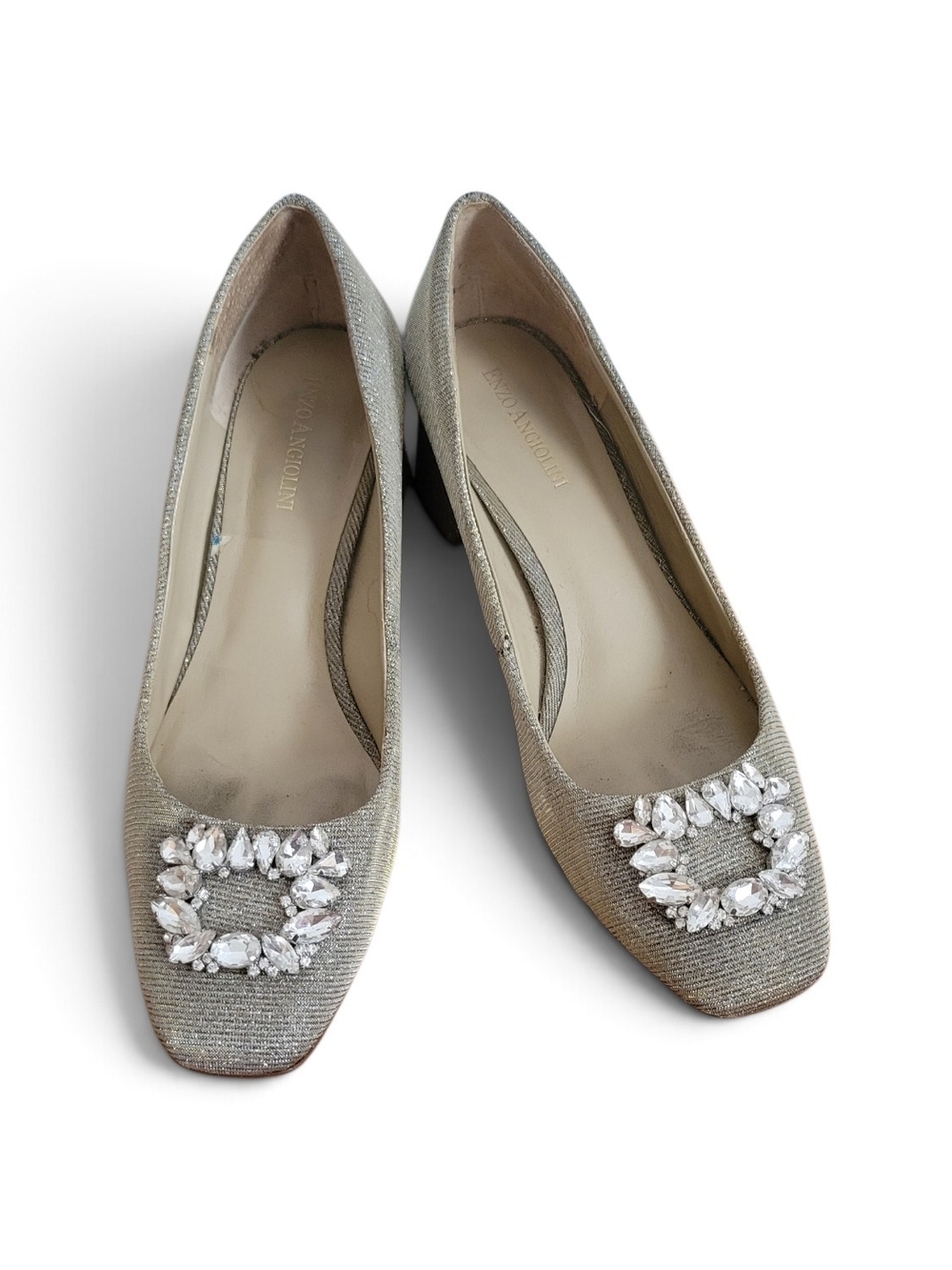Enzo ANGIOLINI Silver Embellished Low Heel Pumps 8.5